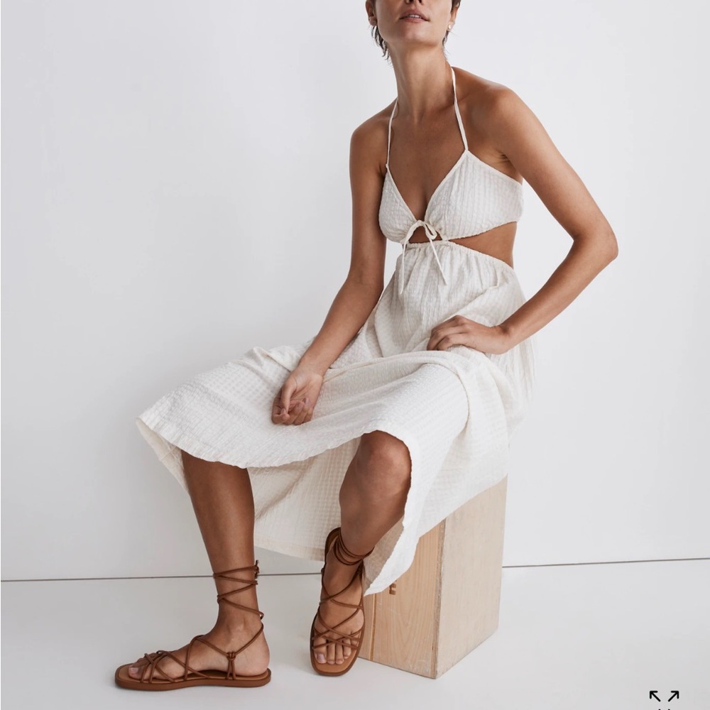 NWT Madewell Cream Halter Smocked Sundress